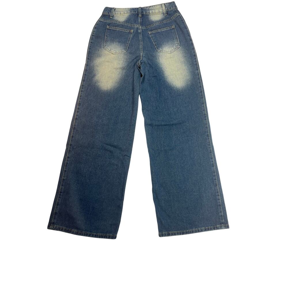 Vintage Style Wide Leg Jeans Size S Light Wash Y2K Baggy 90s Style - Picture 3 of 7